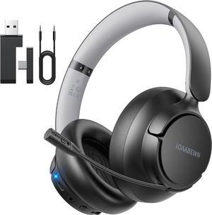 Wireless Gaming Headset for PS5 PS4, 2.4GHz/ 55H Battery Gaming Headsets with Mic for PS5 Headset, Low Latency Bluetooth 5.3 Gaming Headphones for Switch Laptop Phone PC Meeting Grey