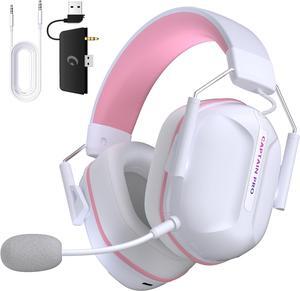 Wireless Gaming Headset for Xbox Series X|S, Xbox One, PC, PS5/4, Mac, Mobile, Switch, 3D Surround Sound, Bluetooth 5.3, 60H Battery, Gaming Headphones with Detachable Noise Canceling Mic-Pink