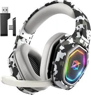 Wireless Gaming Headset for Ps5, Ps4, PC, Gaming Headphones with Flip Mic and USB-A & USB-C Transmitter, 40Hr Battery Bluetooth Headset for Mobile, Mac, Laptop Wireless Gaming Headset for Ps5, Ps4, PC, Gaming Headphones with Flip Mic and USB-A & USB-C Transmitter, 40Hr Battery Bluetooth Headset for Mobile, Mac, Laptop