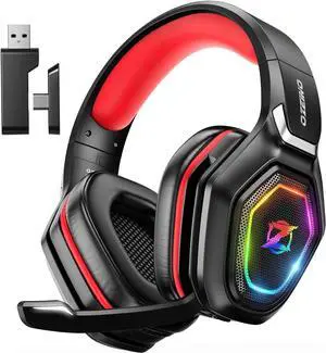 Wireless Gaming Headset with Flip Microphone,Red Wireless Gaming Headset with Flip Microphone,Red