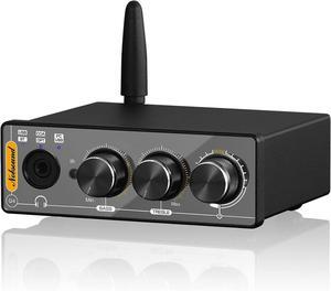 Q4 USB Audio Gaming DAC Converter Adapter Mini Bluetooth Headphone Amp Amplifier for PC, PS5, Computer with Optical Input 24-Bit 192 KHz & Treble Bass Control & Remote