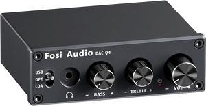 Q4 Desktop DAC Headphone Amp for PC Mini Stereo Headphone Amplifier Combo USB Optical Coaxial to RCA AUX Digital-to-Analog Audio Converter Adapter for Home Powered Speakers
