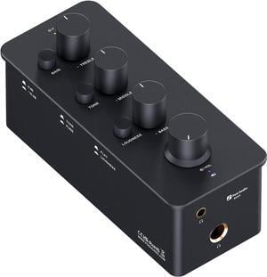 SK01 Headphone Amplifier Equalizer Preamp with Bass Midrange Treble Tone Control and Loudness Compensation Portable Class A Analog Amp for Electric Guitar Instrument with 3.5mm 6.35mm Jacks
