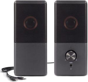Computer Speaker, Compact Size Speaker with Headphone Jack, Enhanced Bass and Volume Control, Stereo 2.0 USB Powered 3.5mm Aux Multimedia Speakers for Laptop/Desktop/Tablets/Phone