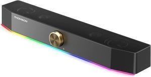 Computer Speakers, Bluetooth Computer SoundBar, Dynamic RGB PC Speakers with 10W Stereo Sound, 3.5mm Aux-in Connection, USB Powered Speaker for PC, Desktop Monitor, Laptop, Tablets