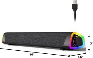 R30 Plus Bluetooth Computer Speakers for PC Desktop, All-in-one Control Button with 6 Modes LED Lights, Wired USB Powered Sound Bar, Surround Sound Portable SoundBar for Monitor Laptop Phone