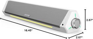 Computer Speakers, Bluetooth Computer Soundbar, HiFi Stereo, 3.5mm Aux-in Connection, USB Powered Computer Speakers for Desktop Monitor, PC, Laptop, Tablets,White