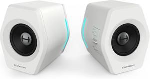 32W PC Computer Speakers for Gaming Desktop PC Laptop Mac Computer Woofer Speakers Bluetooth USB 3.5mm AUX Inputs RGB Lights Multimedia Speakers White