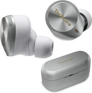 Technics Premium Hi-Fi True Wireless Bluetooth Earbuds with Advanced Noise Cancelling, 3 Device Multipoint Connectivity, Wireless Charging, Hi-Res Audio + Enhanced Calling - Silver