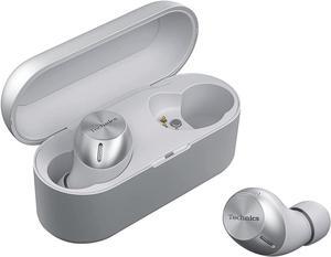 Technics True Wireless Multipoint Bluetooth Earbuds with Microphone, HiFi, Clear Calls, Long Battery Life, Lightweight Comfort Fit, Alexa Built in - Silver