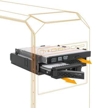 ICY DOCK 2 Bay 2.5 SAS/SATA HDD/SSD Mobile Rack Enclosure + Ultra Slim/Slim CD DVD-ROM Optical Drive Slot for 5.25 Bay | ExpressCage MB732SPO-B