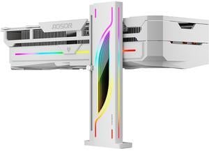 GPU Bracket, ARGB Graphics Card Magnetic Base Sliding Adjustable GPU Holder for Computer Graphic Card, 5V 3PIN Male Interface, Aluminium Alloy (White)