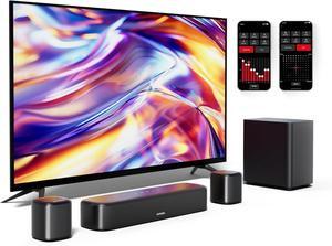 5.1 Sound Bar with Virtual Surround Sound System for TV, Sound Bar for Smart TV with 2 Surround Speakers for Home Theater, App Control, Wired Subwoofer, Peak Power 250W, Opt/AUX/BT, Aura A30