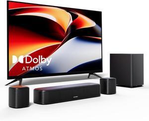 5.1ch Sound Bar w/Dolby Atmos, Surround Sound System for TV, App Control, Home Theater Sound System, TV Soundbar with Subwoofer, 2 Surround Speakers, HDMI eARC/Opt/AUX/BT, Aura A50 Pro