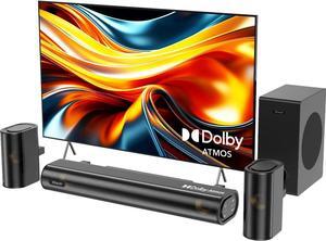4.1ch Sound Bar with Dolby Atmos, 300W Sound Bar for Smart TV with Subwoofer, 2 Front Surround Speakers, Soundbar for TV Speaker, Adjustable Bass, Surround Sound System for TV, HiElite A41