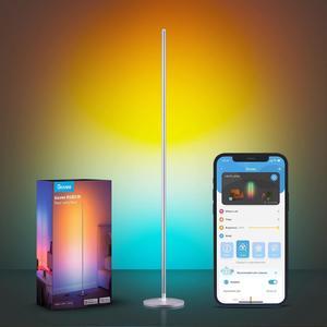RGBIC Floor Lamp, LED Corner Lamp Works with Alexa, Smart Modern Floor Lamp with Music Sync and 16 Million DIY Colors, Color Changing Standing Floor Lamp for Bedroom Living Room Silver