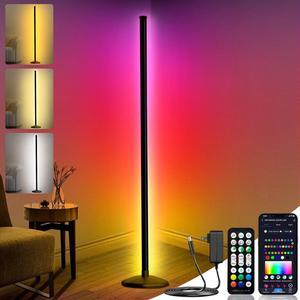 Corner Floor Lamp, RGB Warm Cool White LED Floor lamp with Remote Control & APP,2024 Thicker Modern Floor Lamp with Music Sync & DIY Scene,16 Million Color Changing Floor Lamp for Living Room
