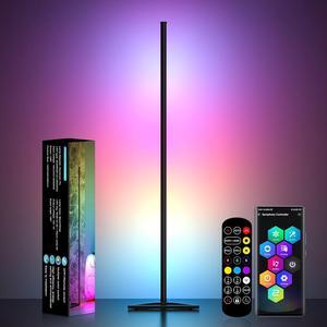 RGB Floor Lamp,16 Million Colors LED Floor Lamps 56" Lamps for Living Room with Music Sync,Standing Lamp with App and Remote Control,Gaming Ambient Lighting Corner Lamp Bedroom Decor