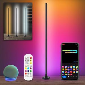 LED Floor Lamp, Corner Lamp, Corner Floor Lamp Compatible with Alexa, App, Remote Control, 16 Million DIY Colors RGB Floor Lamp, Music Sync, Timer Corner Light for Living Room, Bedroom