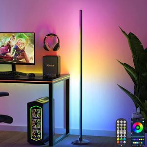 RGB Corner Floor Lamp: 16 Million DIY Colors & 68+ Scene LED Smart Modern Floor Lamp with Timing, Music Sync, App and Remote Control Standing Lamp for Living Room (1, 57")