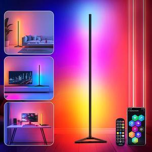 RGBIC Floor Lamp,16 Million Colors LED Floor Lamps 141 cm Lamps for Living Room with Music Sync,Standing Lamp with App and Remote Control,Gaming Ambient Lighting Corner Lamp Bedroom Decor