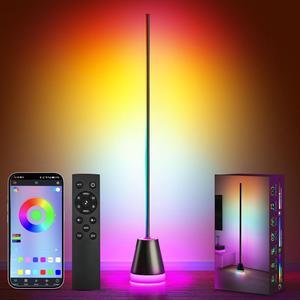 Smart RGB LED Corner Floor Lamp,172 LEDs Bright Standing Lamps for Living Room with APP and Remote,Modern Floor Lamp with Music Sync and 16 Million Colors, Ambient Lighting for Bedroom