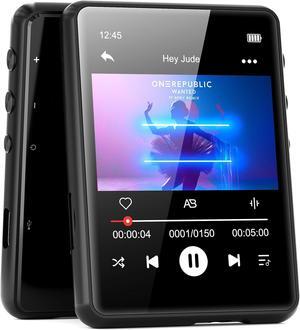 64GB MP3 Player Bluetooth 5.3 with 2.4" Full Touch Screen,Portable Digital Music Player with Speaker,FM Radio, Line Recording, HiFi Lossless Sound, Support up to 128GB. (Black)