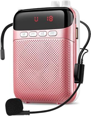 Portable Voice Amplifier for Teachers,2400mAh Personal Amplifier Headset for Speaking Rechargeable PA System Microphone for Teachers/Training/Meeting/Tour Guide/Yoga/Classroom(Rose)