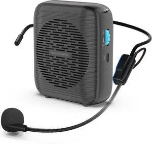 (Black) Portable Rechargeable Voice Amplifier for Teachers, Coaches, Tour Guides, presentations, and Meetings with a Large Number of attendees