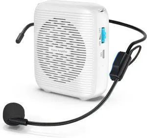 (White) Portable Rechargeable Voice Amplifier for Teachers, Coaches, Tour Guides, presentations, and Meetings with a Large Number of attendees