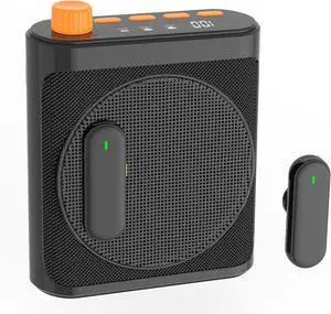 Voice Amplifier with Magnetic Wireless Lavalier Microphone: Portable Voice Amplifier for Teachers with 2 Mic, Rechargeable Bluetooth Speaker System for Classroom, Yoga, Meetings, Speeches