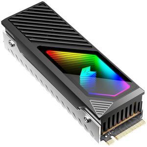 M.2 2280 ARGB Hard Drive Heatsink Cooling M2.2280 SSD Cooler With Fan 5V 3Pin Addressable RGB Sync Multi Mainboard Efficient Heat Dissipation SSD Radiator - Black
