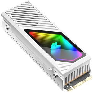 M.2 2280 ARGB Hard Drive Heatsink Cooling M2.2280 SSD Cooler With Fan 5V 3Pin Addressable RGB Sync Multi Mainboard Efficient Heat Dissipation SSD Radiator - White