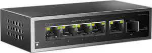 6 Port 2.5Gb Unmanaged Ethernet Switch with 5* 2.5G Base-T Ports, 1*10G SFP Ports, 60Gbps Switching Capacity Compatible with 100/1000/2500Mbps Plug and Play