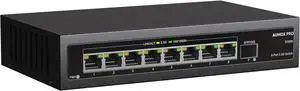 9 Port 2.5Gb Unmanaged Ethernet Switch with 8* 2.5G Base-T Ports, 1*10G SFP Ports, AUMOX PRO 60Gbps Switching Capacity Compatible with 100/1000/2500Mbps Plug and Play