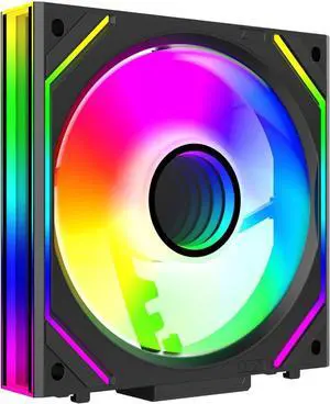 120mm UNI Fan Infinity Mirror Module Daisy-Chain ARGB Fan Single Package,ONLY Fan,Without LINE, Need to Buy The Connection Cable Separately - Black