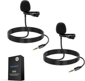 2 Pack Lavalier Lapel Microphone for DJI Wireless Mic Transmitters, Compatible with Rode Wireless GO II 2, Omnidirectional Condenser Wired Clip On Lav Mics for Stage YouTube Live Streaming, CM5