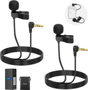 Mini Lavalier Microphone (2 Pack), 6.6ft/2m Clip On Wired Condenser Lapel Lav Mic with 3.5mm TRS Connector Compatible with DJI Mic 2 DJI Mic Rode Wireless Go II NEEWER CM28 CM31 Camera, LM5