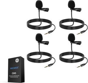 4 Pack Lavalier Lapel Microphone for DJI Wireless Mic Transmitters, Compatible with Rode Wireless GO II 2, Omnidirectional Condenser Wired Clip On Lav Mics for Stage YouTube Live Streaming, CM5