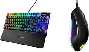 SteelSeries Apex 7 TKL Compact Mechanical Gaming Keyboard  OLED Smart Display  USB Passthrough and Media Controls  Linear and Quiet  RGB Backlit (Red Switch) with Rival 3 Gaming Mouse