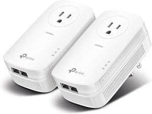TP-Link AV2000 Powerline Adapter - 2 Gigabit Ports, Ethernet Over Power, Plug&Play, Power Saving, 2x2 MIMO, Noise Filtering, Extra Socket for other Devices, Ideal for Gaming (TL-PA9020P KIT)