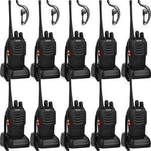 Walkie talkies 10 Pack Long Range Rechargeable 2 Way Radio UHF 16-Channel with Earpiece Li-ion Battery and Charger (Pack of 10)
