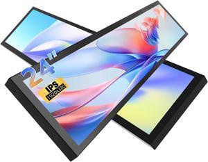 24" Ultra-Wide Bar LCD Monitor FHD1920x380 Industrial Computer Monitor Built-in Dual Speaker Secondary Screen Dual HDMI & DP Port, Advertising Display for Subway Malls Restaurant Digital Signage VESA