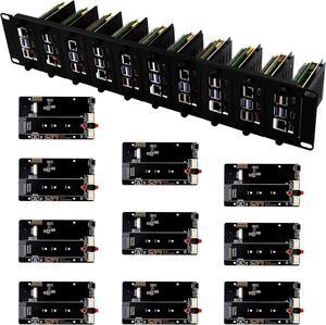 19 inch 2U Rack Mount for Raspberry Pi 5, with 10PCS PCIe to M.2 NVMe SSD Adapters, Compatible with 19 inch Server Rack