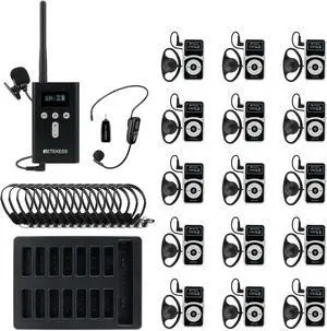 Wireless Tour Guide System, Noise Reduction,328ft,Tour Guide Headsets with Over Ear Headphones for Factory (1 TX 15 RX)