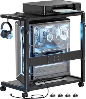 PC Tower Stand - Adjustable Computer Tower Stand with Charging Station CPU Holder with Wheels for Home Office Gaming, Upgraded Larger Size 25.9" to 34.9" Height