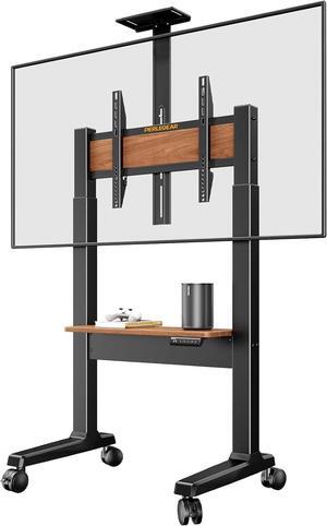 Motorized Mobile TV Stand on Wheels for 3786 Inch TVs up to 154 lbs, Electric Height Adjustable Rolling TV Stand, VESA 200x200600x400mm, Wooden Shelf & Panel