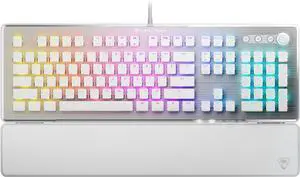 Turtle Beach Vulcan II  Full-Size PC Gaming Keyboard, Titan II Mechanical Switches, Customizable RGB Illuminated Keys, Detachable Palm Rest, Media Controls, Aluminum Top Plate, Numpad  White