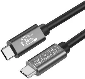 [80Gbps Data Sync] Compatible with Thunderbolt 5 Cable High Speed USB C Cable Support 240W Charging and 16K/8K Display for Thunderbolt 4/USB4 Monitor, and More, 1.64 ft.