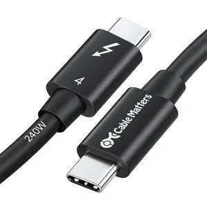 Cable Matters [Intel Certified] 40Gbps Thunderbolt 4 Cable 1ft with 8K Video and 240W Charging - 1m, Compatible with USB4, Thunderbolt 3 Cable and USB-C Black